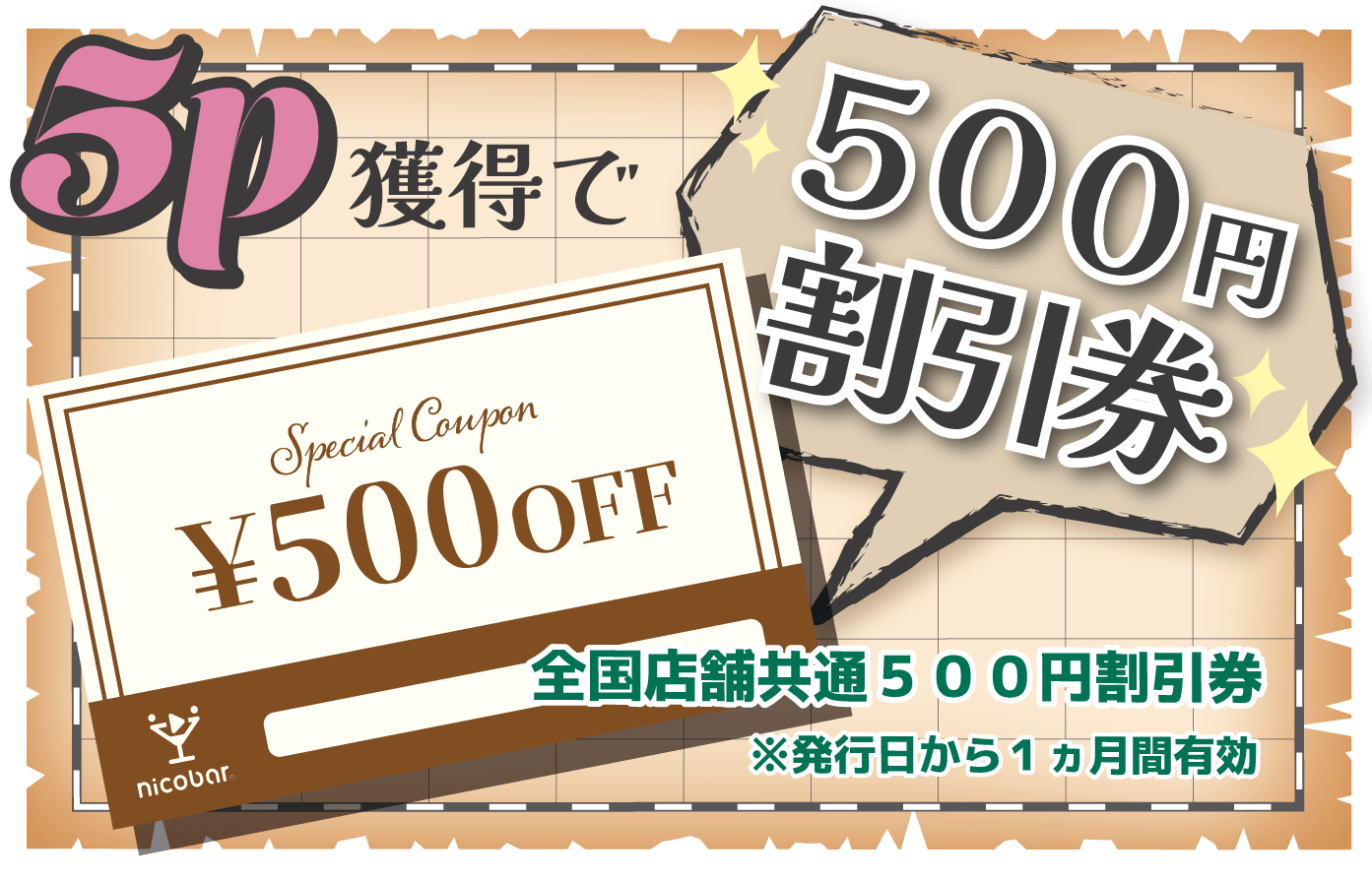 ５ポイントで５００円無料券